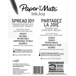 Pens|Paper Mate InkJoy 300RT Retractable Ballpoint Pens, Medium Point, 1.0mm, Assorted Ink, 8/Pack (1781564/1945921)