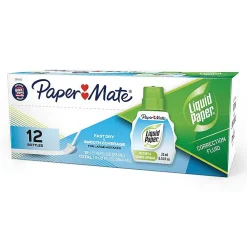 Correction & White-Out|Paper Mate Liquid Paper Correction Fluid, 22ml., White, 12/Pack (56401)