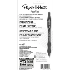 Pens|Paper Mate Profile Ballpoint Pen, Medium Point, Black Ink, 4 Pack (2113558)