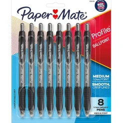 Pens|Paper Mate Profile Ballpoint Pen, Medium Point, Black Ink, 8 Pack (2095460)