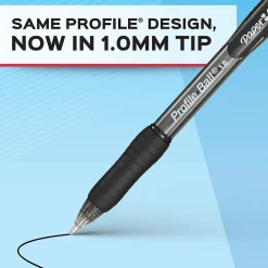 Pens|Paper Mate Profile Retractable Ballpoint Pen, Medium Point, Black Ink, Dozen (2095470)
