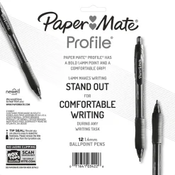 Pens|Paper Mate Profile Retractable Ballpoint Pen, Bold Point, Assorted Ink, Dozen (1788863)