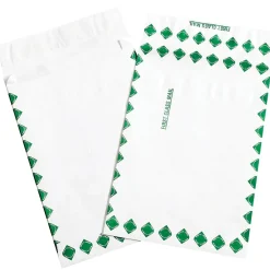 Outlet Partners Brand Tyvek Expandable Envelopes, 12" x 16" x 2", First Class, White/Green, 100/Case (TYE12162FC)