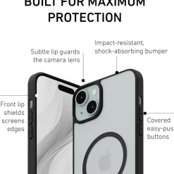 PEEL Bumper Series MagSafe Phone Case for iPhone 15 Plus Case, Shock Absorbing, Black (I15 PLUS BUMPER BLAC)