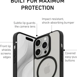 PEEL Bumper Series MagSafe Phone Case for iPhone 15 Pro Case, Shock Absorbing, Black (I15_PRO_BUMPER_BLACK)
