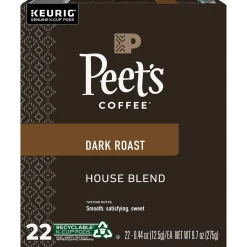 Peet's Coffee House Blend Coffee Keurig® K-Cup® Pods, Dark Roast, 22/Box (6546)