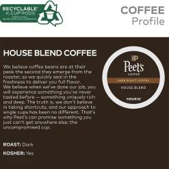 Peet's Coffee House Blend Coffee Keurig® K-Cup® Pods, Dark Roast, 22/Box (6546)