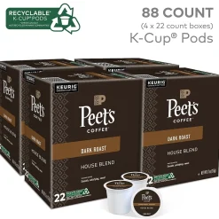 Peet's Coffee House Blend Coffee Keurig K-Cup Pod, Dark Roast, 88/Box (6546CT)