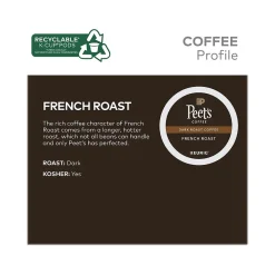 Peet's Coffee , Keurig K-Cup Pod, French Roast, 22/Box, 4 Boxes/Carton (6545XXCT)