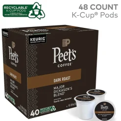 Peet's Coffee Major Dickason's Blend Single-Serve Keurig® K-Cup® Pods, Dark Roast, 40/Box (373354)
