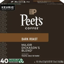 Peet's Coffee Major Dickason's Blend Single-Serve Keurig® K-Cup® Pods, Dark Roast, 40/Box (373354)