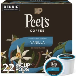 Peet's Coffee Vanilla Coffee, Keurig K-Cup Pod, Light Roast, 22/Box (5000376697)