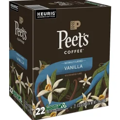 Peet's Coffee Vanilla Coffee, Keurig K-Cup Pod, Light Roast, 22/Box (5000376697)