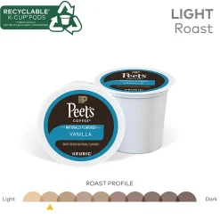 Peet's Coffee Vanilla Coffee, Keurig K-Cup Pod, Light Roast, 22/Box (5000376697)