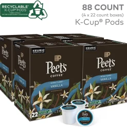 Peet's Coffee Vanilla Coffee, Keurig K-Cup Pod, Light Roast, 88/Carton (5000376697CT)