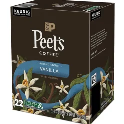 Peet's Coffee Vanilla Coffee, Keurig K-Cup Pod, Light Roast, 88/Carton (5000376697CT)