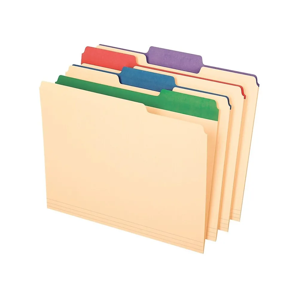 File Folders|Pendaflex Color Tab File Folders, 3-Tab, Letter Size, Manila, 50/Box (84101)