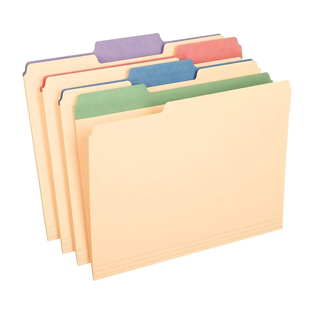 File Folders|Pendaflex Color Tab File Folders, 3-Tab, Letter Size, Manila, 50/Box (84101)