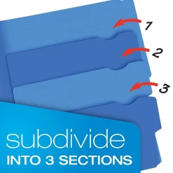 File Folders|Pendaflex Divide it Up File Folder, Multi Section, Letter, Assorted, 12/Pack