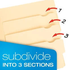 File Folders|Pendaflex Divide It Up® File Folders, Letter Size, Manila, 12/Pack (10771)