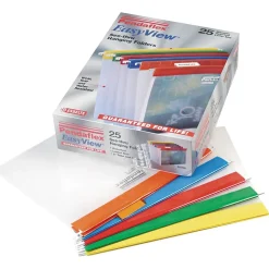 Hanging File Folders|Pendaflex EasyView™ Poly Hanging File Folders, Assorted Color Bar, Letter, Holds 8 1/2"H x 11"W, 25/Bx (PFX 557080)