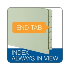 File Folders|Pendaflex End Tab File Folder, Straight-Cut, Legal Size, Light Green, 25/Box, 4 Boxes/Carton (47715GW)