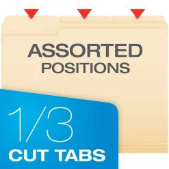 File Folders|Pendaflex Essentials File Folders, 1/3-Cut Tab, Letter Size, Manila, 100/Box (752 1/3)