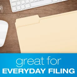 File Folders|Pendaflex Essentials File Folders, 1/3-Cut Tab, Letter Size, Manila, 100/Box (752 1/3)