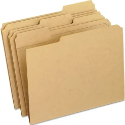 File Folders|Pendaflex File Folder, 1/3-Cut Tab, Assorted, Letter Size, Brown, 100/Box (RK152 1/3)