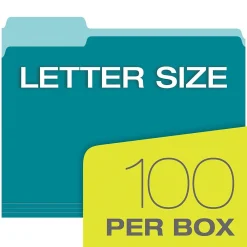 File Folders|Pendaflex File Folder, 1-Tab, Letter Size, Assorted, 100/Box (02315)