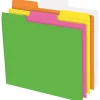 File Folders|Pendaflex Glow Recycled File Folder, 1/3-Cut Tab, Letter Size, Assorted, 24/Box (40523)