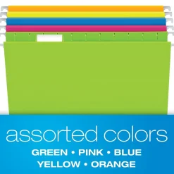 Hanging File Folders|Pendaflex Glow 5-Tab Hanging File Folders, Letter Size, Multicolor, 25/Box (81672)