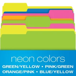File Folders|Pendaflex Glow Twisted 3-Tab File Folder, Letter Size, Multicolor, 12/Pack (40526)