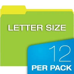 File Folders|Pendaflex Glow Twisted 3-Tab File Folder, Letter Size, Multicolor, 12/Pack (40526)