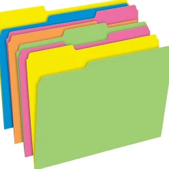 File Folders|Pendaflex Glow Twisted 3-Tab File Folder, Letter Size, Multicolor, 12/Pack (40526)