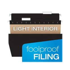 Hanging File Folders|Pendaflex Hanging File Folder, 1/5-Cut Tab, Letter Size, Black, 25/Box (PFX81605)