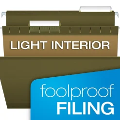 Hanging File Folders|Pendaflex Hanging File Folders, 1/3-Cut Tab, Letter Size, Standard Green, 25/Box (PFX 4152 1/3)
