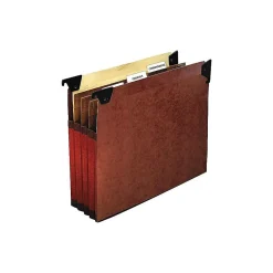 Hanging File Folders|Pendaflex Hanging File Folders with Swing Hooks, 3-1/2" Expansion, Letter Size, Redrope, 5/Box (45422)