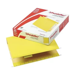 Hanging File Folders|Pendaflex Hanging File Folders, 2" Expansion, Letter Size, , 25/Box (PFX 04152x2 YEL) Yellow
