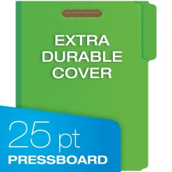 File Folders|Pendaflex Pressboard Fastener Folders, 1/3-Cut Tab, Letter Size, Dark Green, 25/BX (15938GW)