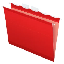 Hanging File Folders|Pendaflex Ready-Tab Reinforced Hanging File Folder, 5-Tab, Letter Size, , 25/Box (42623) Red