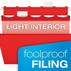 Hanging File Folders|Pendaflex Ready-Tab Reinforced Hanging File Folder, 5-Tab, Letter Size, Red, 25/Box (42623)