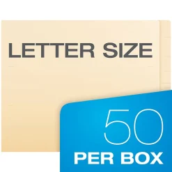 File Folders|Pendaflex Recycled End Tab File Folder, Straight Cut, Letter Size, Manila, 50/Box (H10U1)