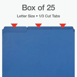 File Folders|Pendaflex Recycled File Folder, 1-Tab, Letter Size, Dark Blue, 25/Box (1007008)