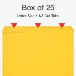 File Folders|Pendaflex Recycled File Folder, 1-Tab, Letter Size, Yellow, 25/Box (1007022)