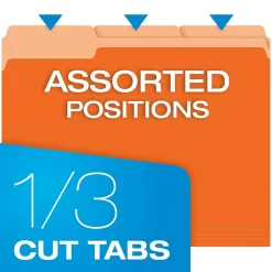 File Folders|Pendaflex Recycled File Folder, 1/3-Cut Tab, Letter Size, Orange, 100/Box (42101/3ORA)