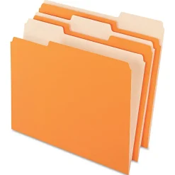 File Folders|Pendaflex Recycled File Folder, 1/3-Cut Tab, Letter Size, Orange, 100/Box (152 1/3 ORA)