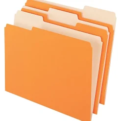 File Folders|Pendaflex Recycled File Folder, 1/3-Cut Tab, Letter Size, Orange, 100/Box (152 1/3 ORA)