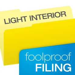 File Folders|Pendaflex Recycled File Folder, 1/3-Cut Tab, Legal Size, Yellow, 100/Box (1531/3YEL) Light Yellow