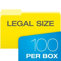 File Folders|Pendaflex Recycled File Folder, 1/3-Cut Tab, Legal Size, Yellow, 100/Box (1531/3YEL) Light Yellow